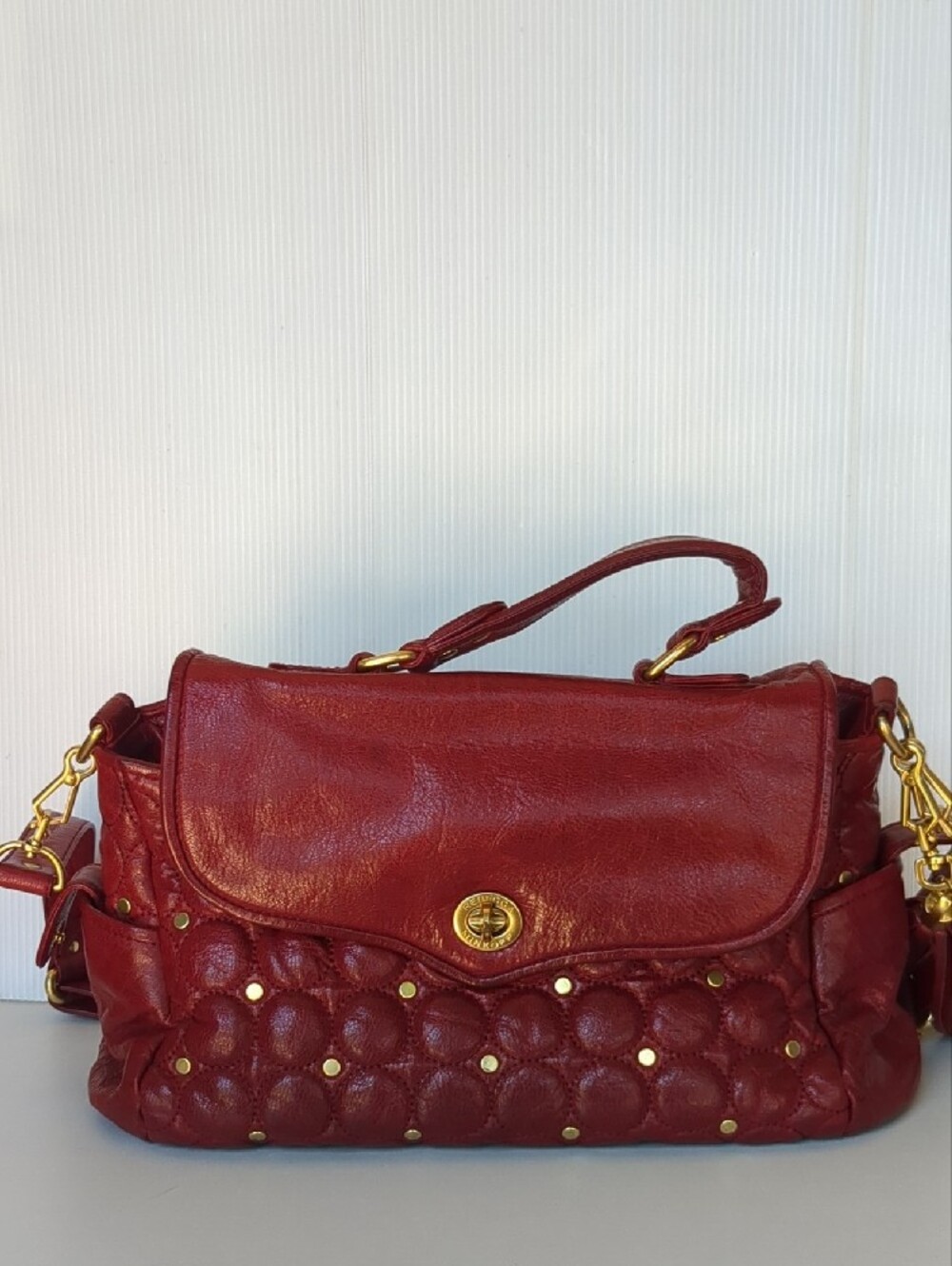 Rebecca Minskoff Red Quilted Leather Shoulder Bag with Gold Hardware